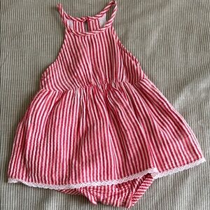 Red and White Striped Baby Romper